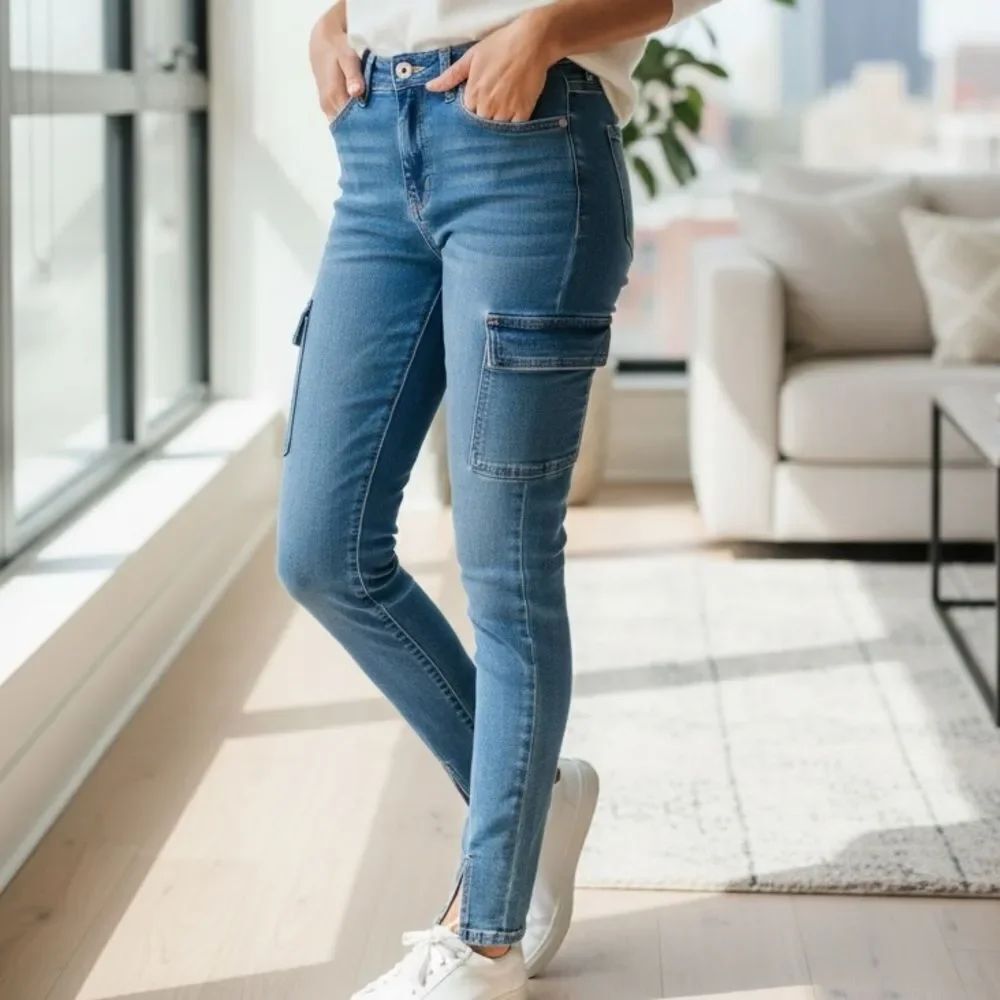 Vervet Haylie High-Rise Cargo Jeans